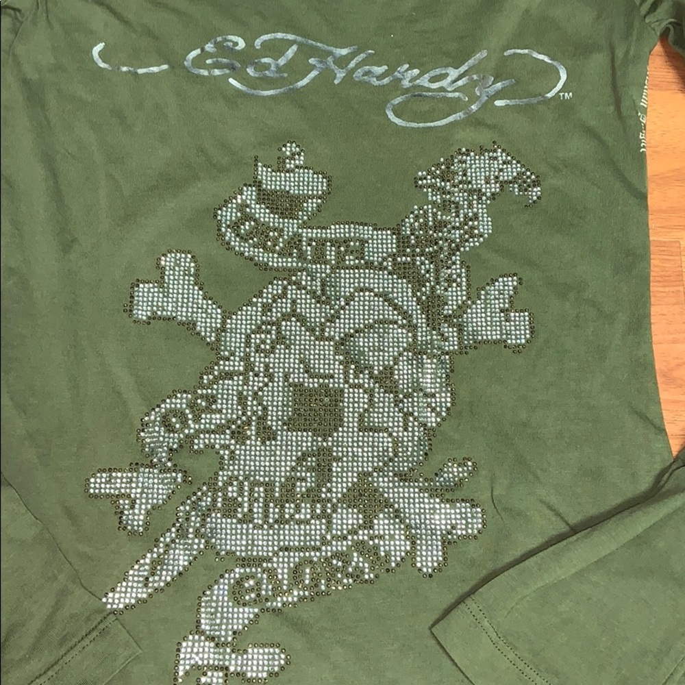 Ed Hardy by Christian Audigier Rhinestone Top - Picture 2 of 10